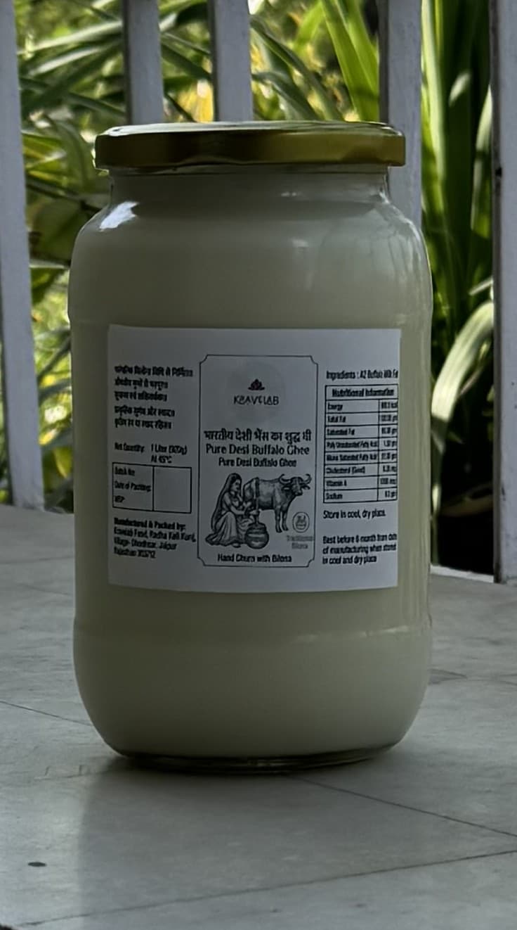 Kravelab Hand-Crafted Buffalo Ghee (1 kg)